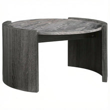 Round Coffee Table Distressed Grey Faux Marble Top Contemporary Style