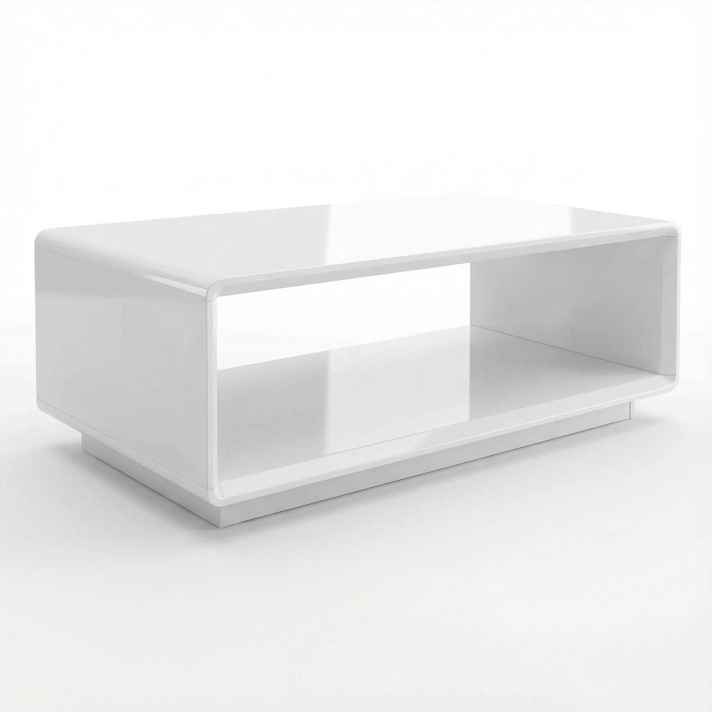 Rectangular White High Gloss Cocktail Coffee Table Contemporary Design