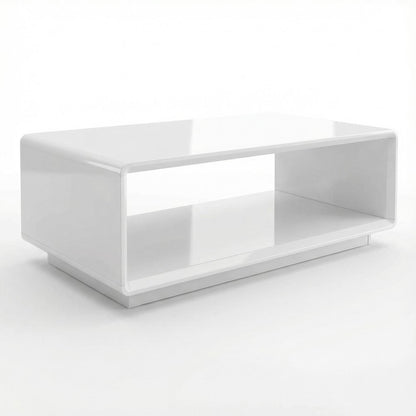 Rectangular White High Gloss Cocktail Coffee Table Contemporary Design