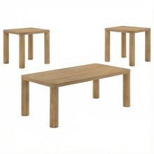 Light Oak 3-Piece Coffee Table Set with Rectangular Top and End Tables