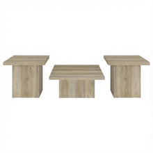 Distressed Pine 3-Piece Square Coffee and End Table Set with Plastic Glide