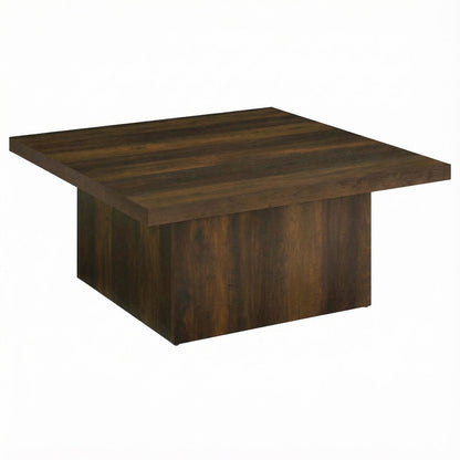Dark Pine Square Engineered Wood Coffee Table with Plastic Glide Levelers