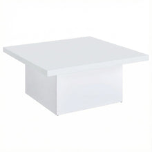 White High Gloss Square Coffee Table Engineered Wood with Plastic Glide