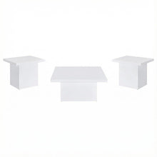 White High Gloss 3-Piece Square Coffee and End Table Set with Plastic Glides