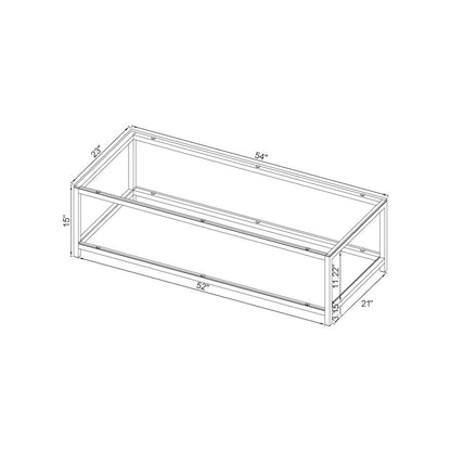 Contemporary Coffee Table, Black Nickel Finish, Tempered Glass Shelf