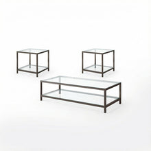 Black 3-Piece Living Room Table Set with Rectangular Coffee and End Tables