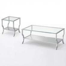 Glass Top Coffee and End Table Set Chrome, Levelers, Rectangular Modern Design