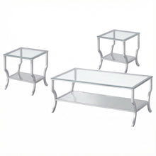 Chrome 3-Piece Glass Top Coffee and End Table Set with Levelers