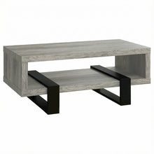 Grey Driftwood Rectangular Coffee Table Engineered Wood Contemporary Design