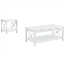 White 2-Piece Rectangular Lift Top Coffee Table Set with Coastal Style