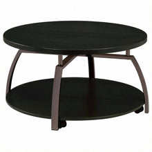 Round Dark Grey Coffee Table with Engineered Wood Top and Contemporary Design