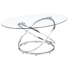 Sculptural 3-Piece Oval Coffee Table Set, Glass Top, Chrome