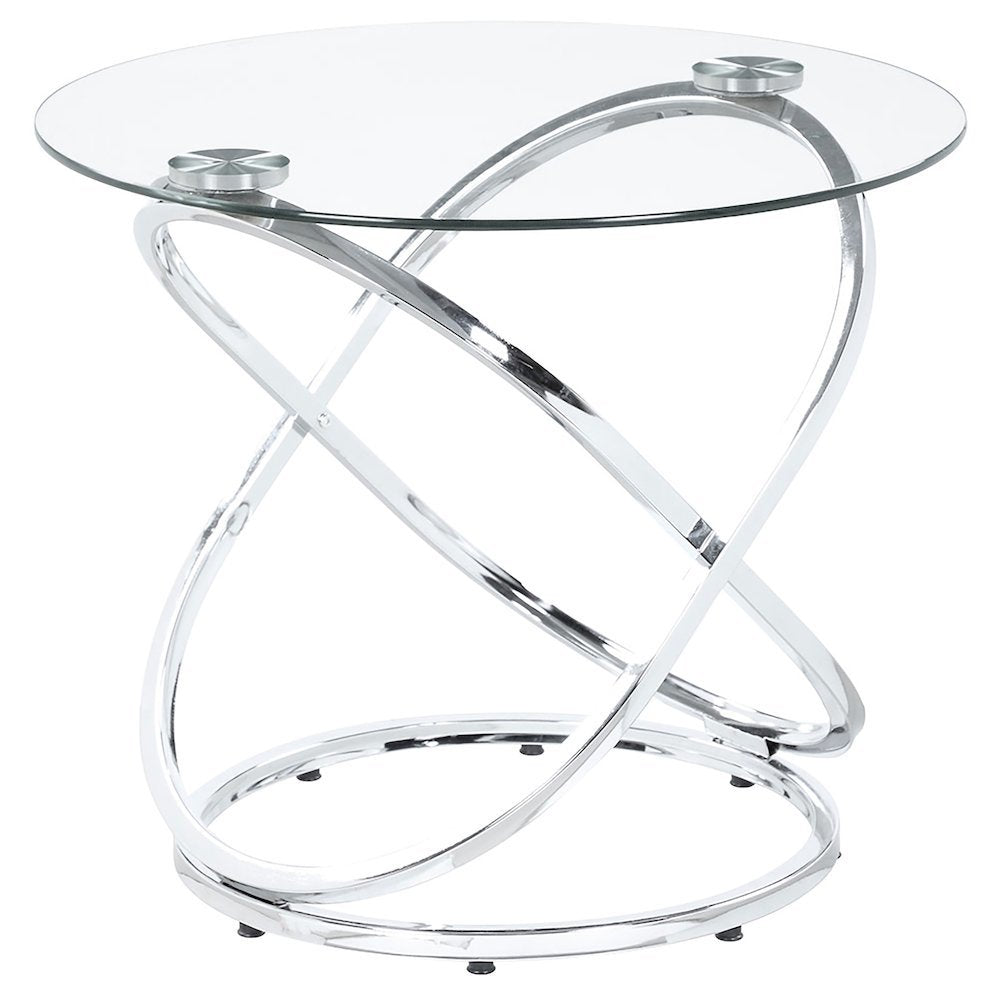 Sculptural 3-Piece Oval Coffee Table Set, Glass Top, Chrome