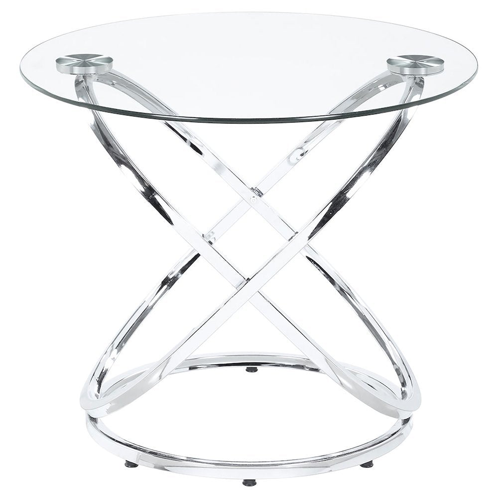 Sculptural 3-Piece Oval Coffee Table Set, Glass Top, Chrome