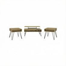 Golden Oak 3-Piece Lift Top Coffee and End Table Set with Rustic Design