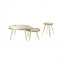 3-Piece Round Coffee and End Table Set with Contemporary Design, Plastic Glide