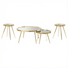 Gold 4-Piece Round Coffee and End Table Set, Contemporary Style