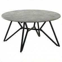 Round Cement Coffee Table in Grey with Gunmetal Base Rustic Design