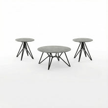 3-Piece Round Cement Coffee and End Table Set with Rustic Style