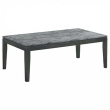 Grey Rectangular Faux Marble Coffee Table with Black Wood Finish