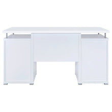 Modern White Office Desk 55-Inch, 2 Drawers, Keyboard Tray, File Cabinet
