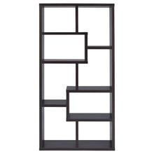 Geometric 6-Shelf Bookshelf 71-Inch, Cappuccino Finish, Display