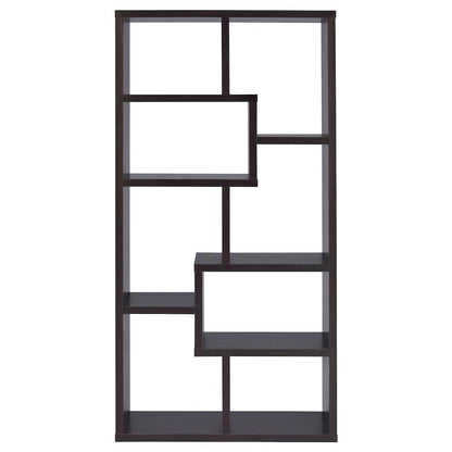 Geometric 6-Shelf Bookshelf 71-Inch, Cappuccino Finish, Display