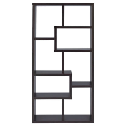 Geometric 6-Shelf Bookshelf 71-Inch, Cappuccino Finish, Display