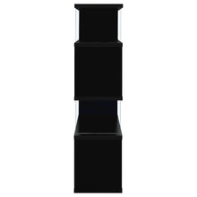 Modern 4-Shelf Bookshelf 63-Inch, Glass Panels, Black Finish