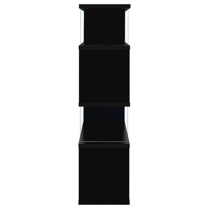 Modern 4-Shelf Bookshelf 63-Inch, Glass Panels, Black Finish