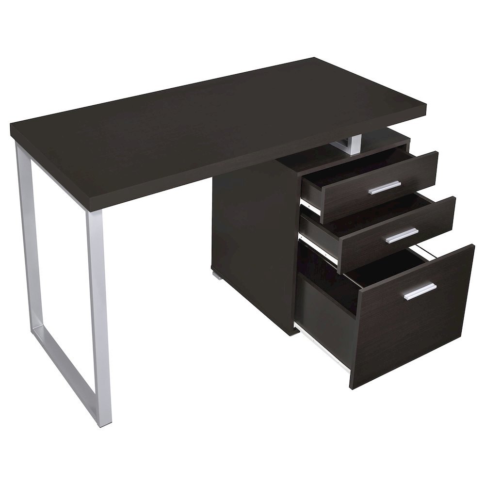 Cappuccino Finish Office Desk with Drawers, Small Writing Desk with File Drawer
