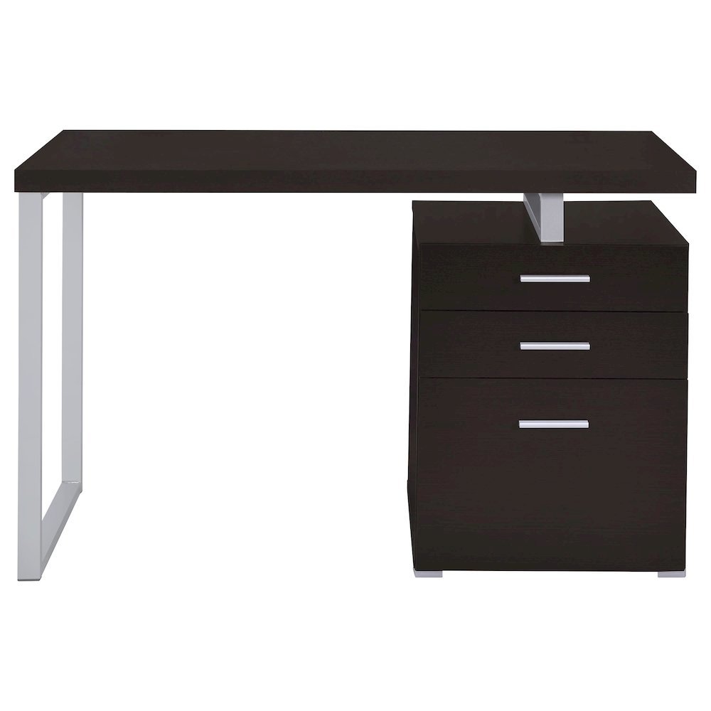 Cappuccino Finish Office Desk with Drawers, Small Writing Desk with File Drawer