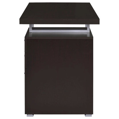 Cappuccino Finish Office Desk with Drawers, Small Writing Desk with File Drawer
