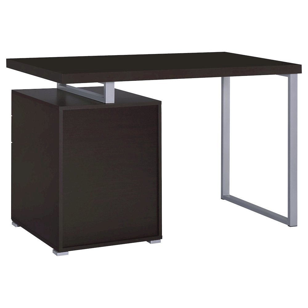Cappuccino Finish Office Desk with Drawers, Small Writing Desk with File Drawer