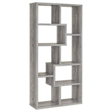 Gray Geometric Bookshelf with 6 Tiers, Modern Book Shelve for Living Room