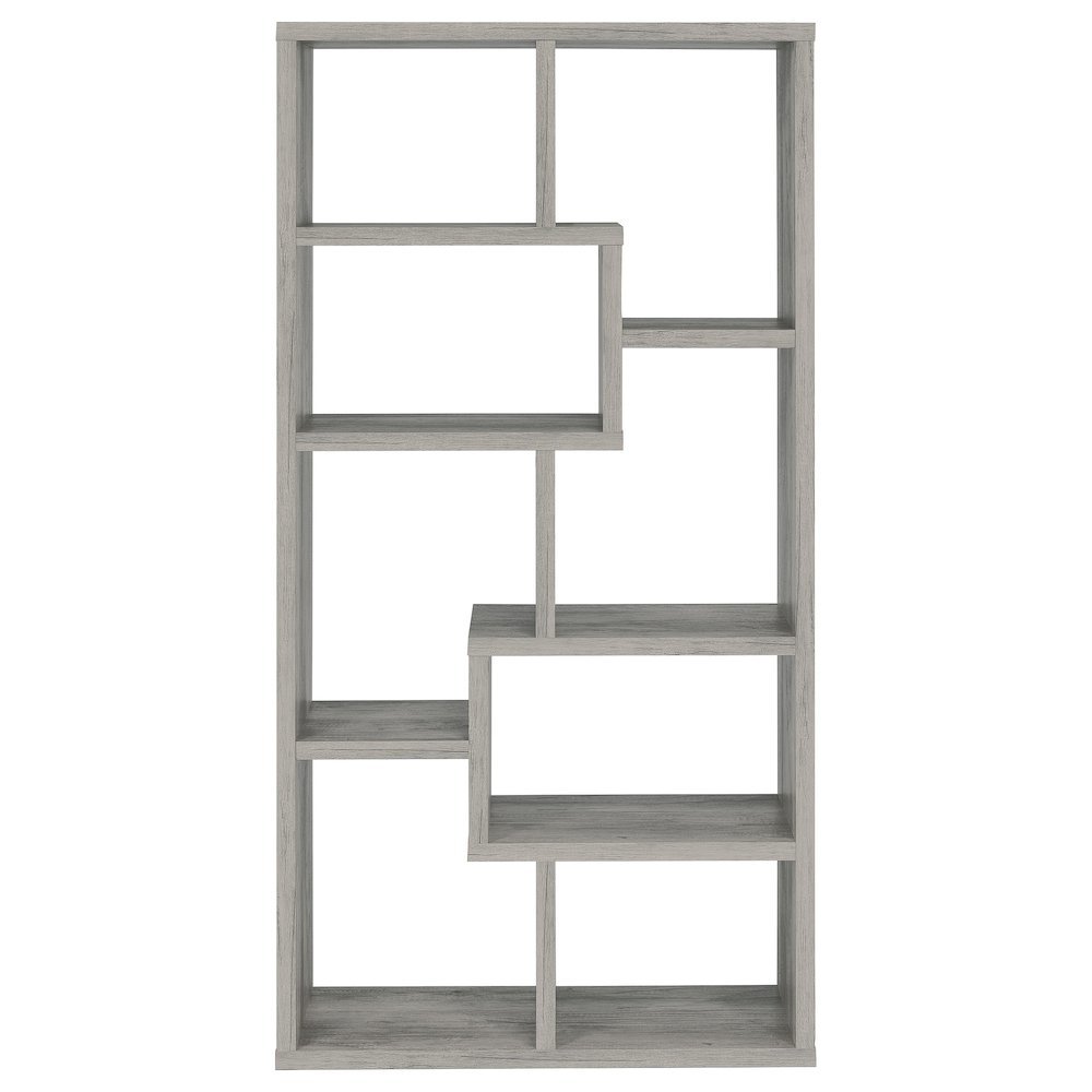 Gray Geometric Bookshelf with 6 Tiers, Modern Book Shelve for Living Room