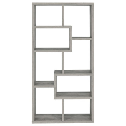 Gray Geometric Bookshelf with 6 Tiers, Modern Book Shelve for Living Room