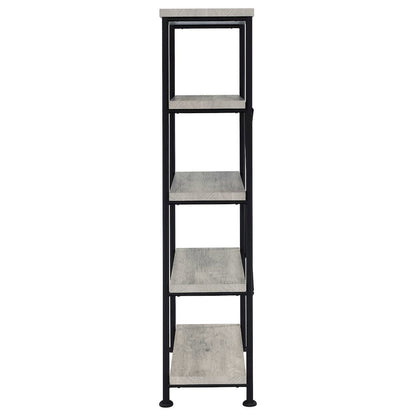 Industrial 4-Shelf Bookshelf 63-Inch, Grey Driftwood, Black Metal Frame