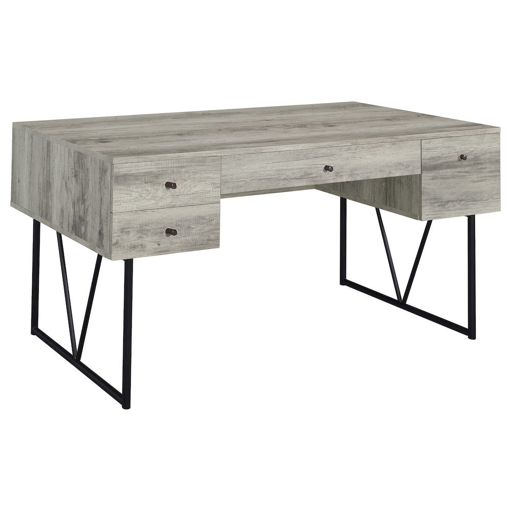 Rustic 4-Drawer Writing Desk 63-Inch, Grey Driftwood, Home Office