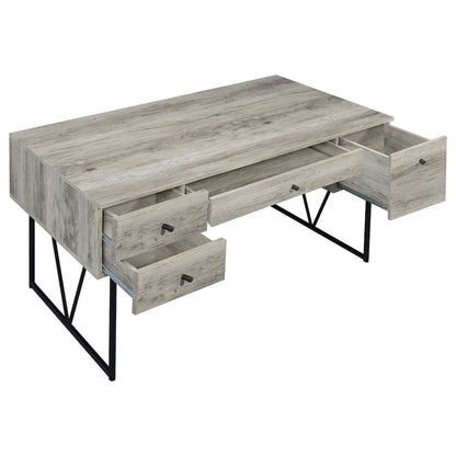 Rustic 4-Drawer Writing Desk 63-Inch, Grey Driftwood, Home Office