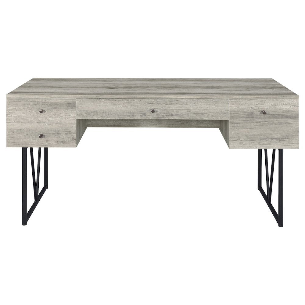 Rustic 4-Drawer Writing Desk 63-Inch, Grey Driftwood, Home Office