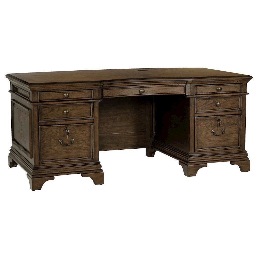 Executive Desk 72-Inch, Burnished Oak, 7 Drawers, File Cabinets, Home Office