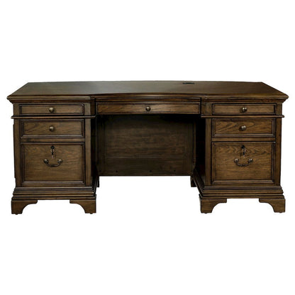 Executive Desk 72-Inch, Burnished Oak, 7 Drawers, File Cabinets, Home Office