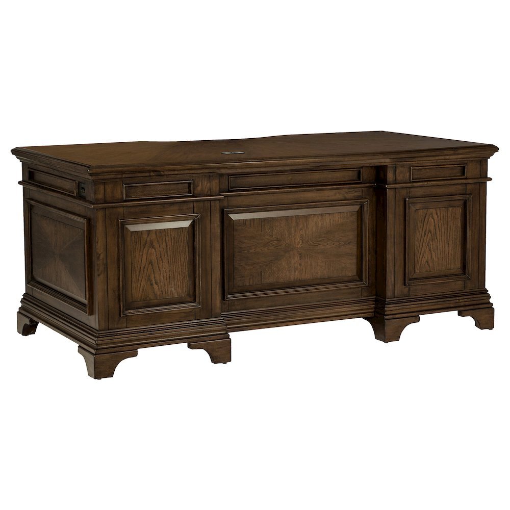 Executive Desk 72-Inch, Burnished Oak, 7 Drawers, File Cabinets, Home Office