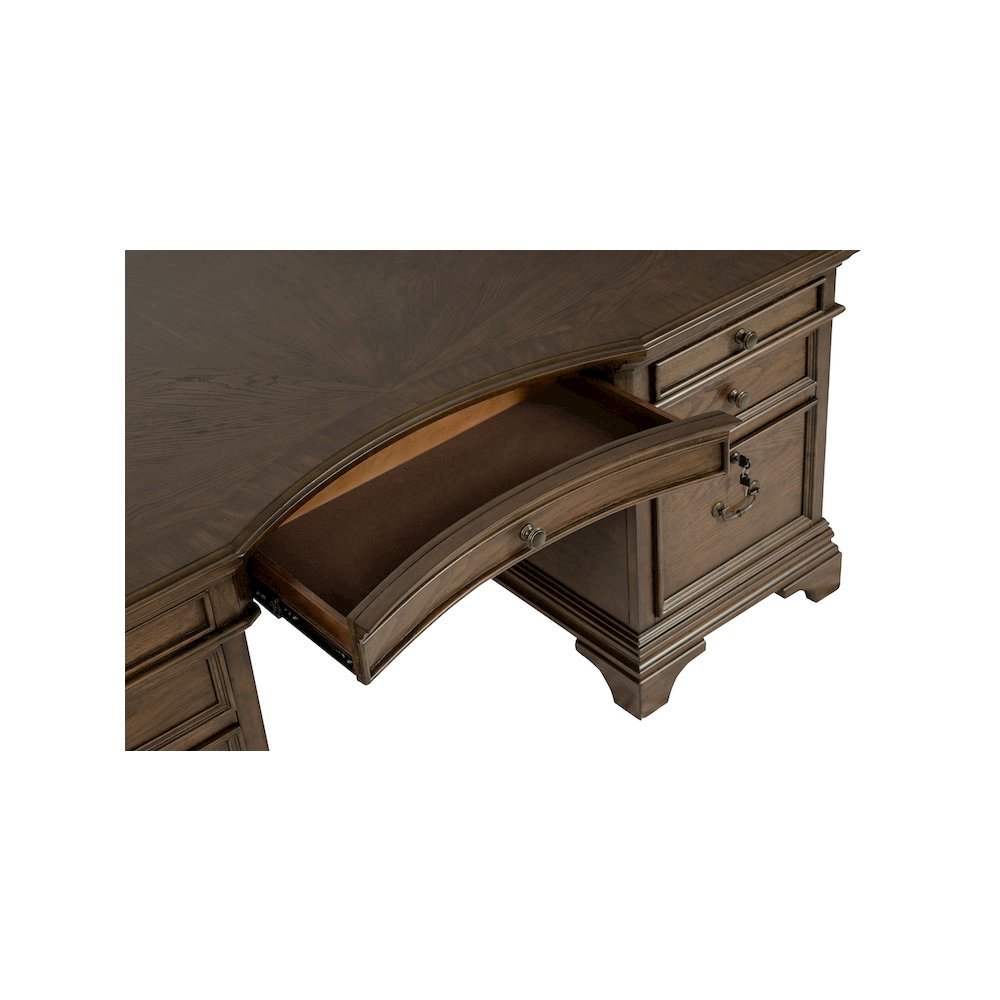 Executive Desk 72-Inch, Burnished Oak, 7 Drawers, File Cabinets, Home Office