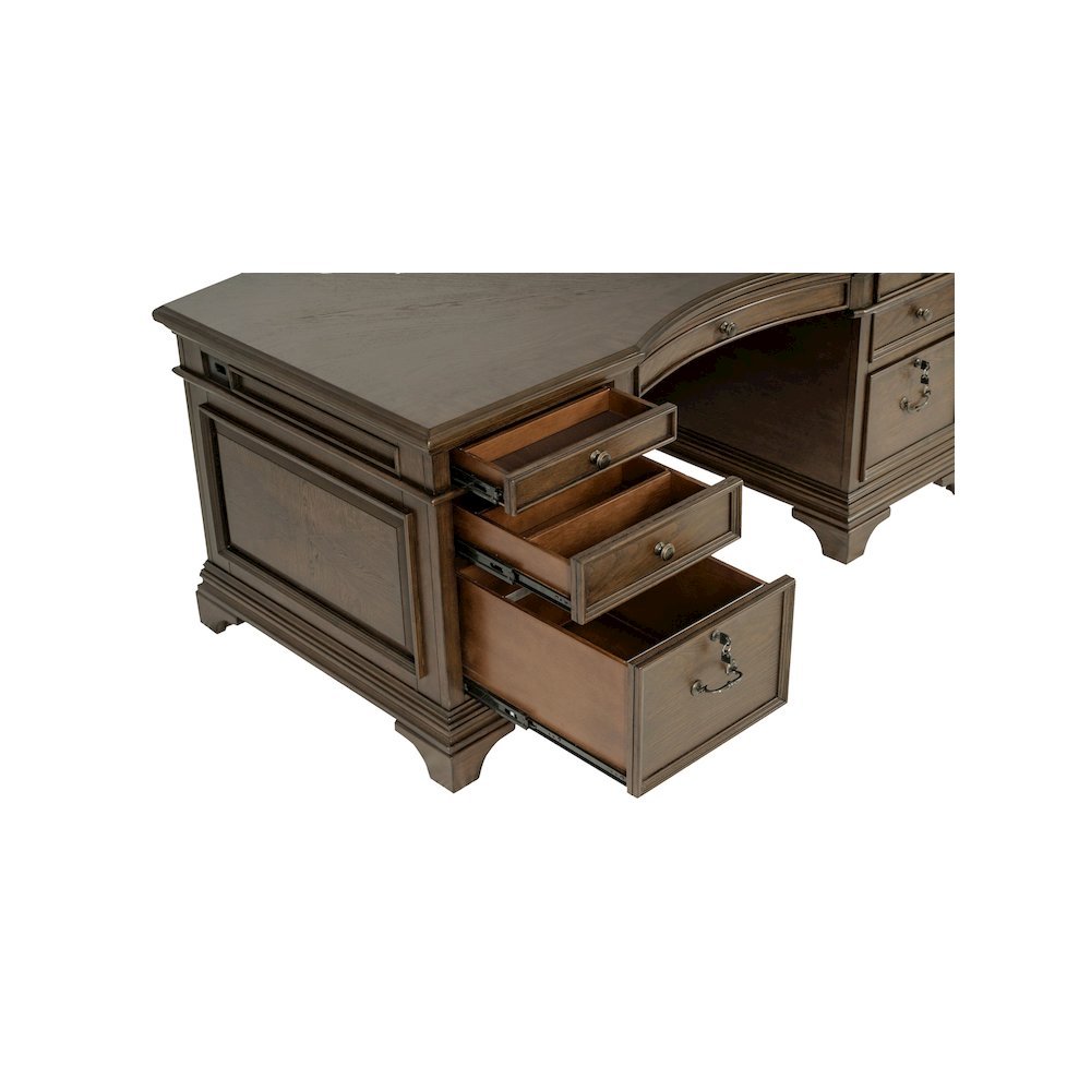 Executive Desk 72-Inch, Burnished Oak, 7 Drawers, File Cabinets, Home Office