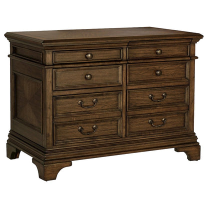 Home Office File Cabinet, Burnished Oak, 5 Drawers, Letter/Legal Size