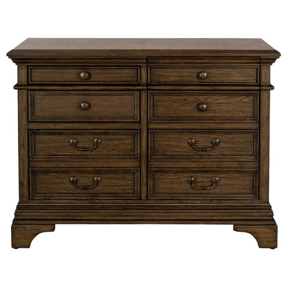 Home Office File Cabinet, Burnished Oak, 5 Drawers, Letter/Legal Size