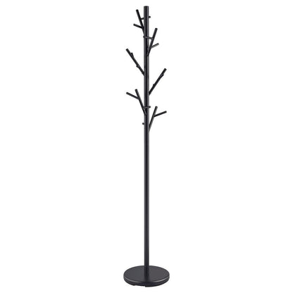 Freestanding Metal Coat Rack, 18 Hooks, Black Steel