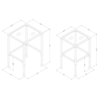 Square Glass Nesting Side Table Set of 2 – Modern Accent ,Living Room or Bedroom